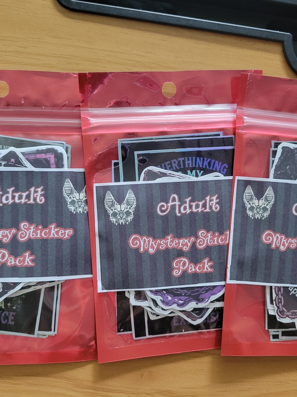 🍁NEW🍁Hand Crafted Red and Black Adult Mystery Sticker Packs